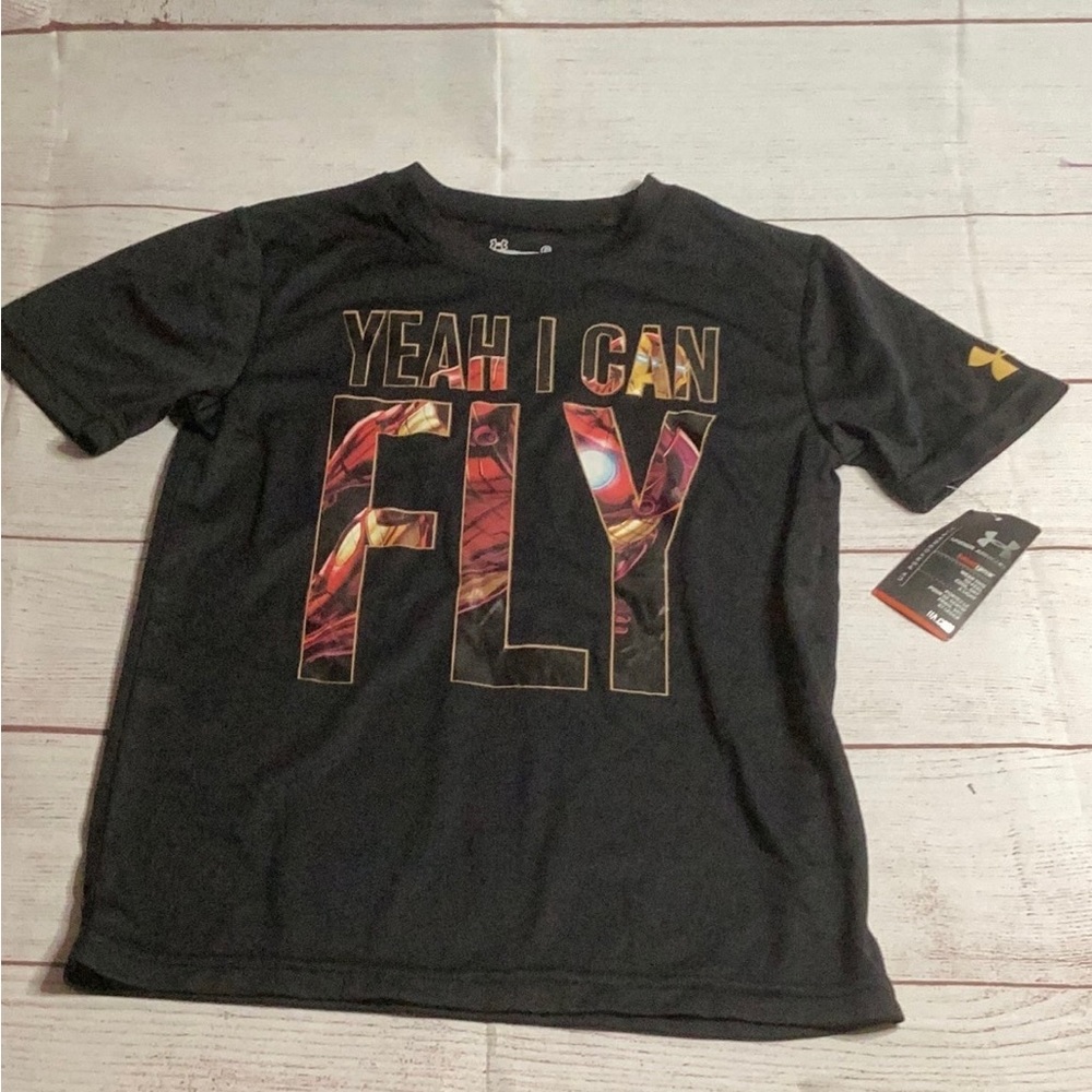 Little Boys Under Armour Marvel Avenger Iron-Man~Size 6~Heatgear T-Shirt~NWT